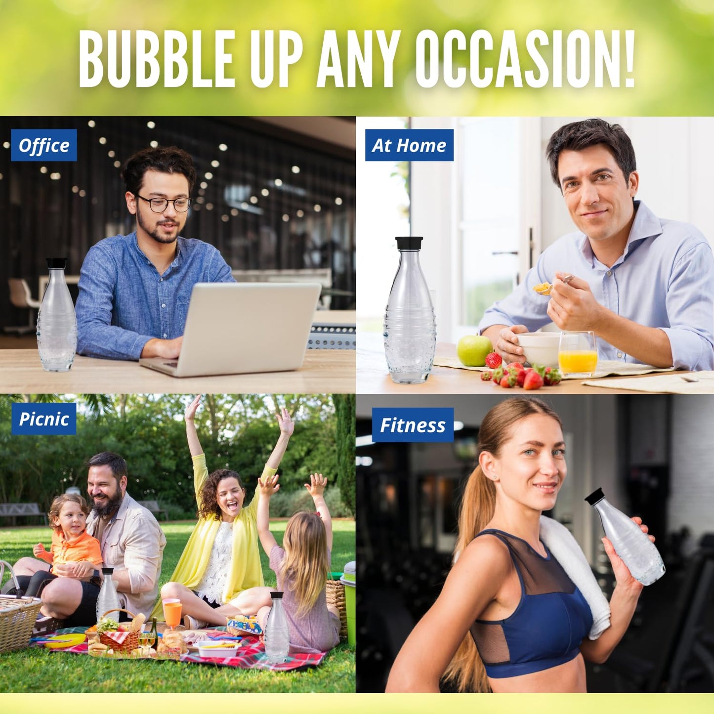 Replacement Glass Bottle for SodaStream Aqua Fizz Crystal and Penguin Carbonating Sparkling Water Machines