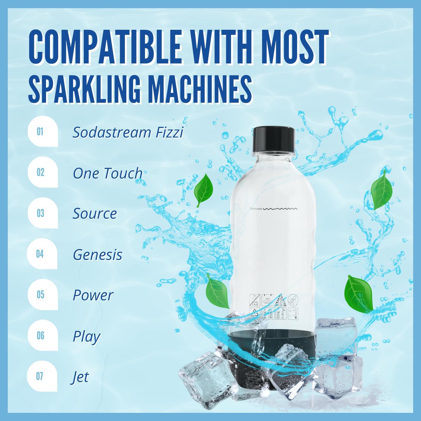 Replacement Bottle for sodastream Carbonating Sparkling Water Machine 1 Liter (2-Pack)
