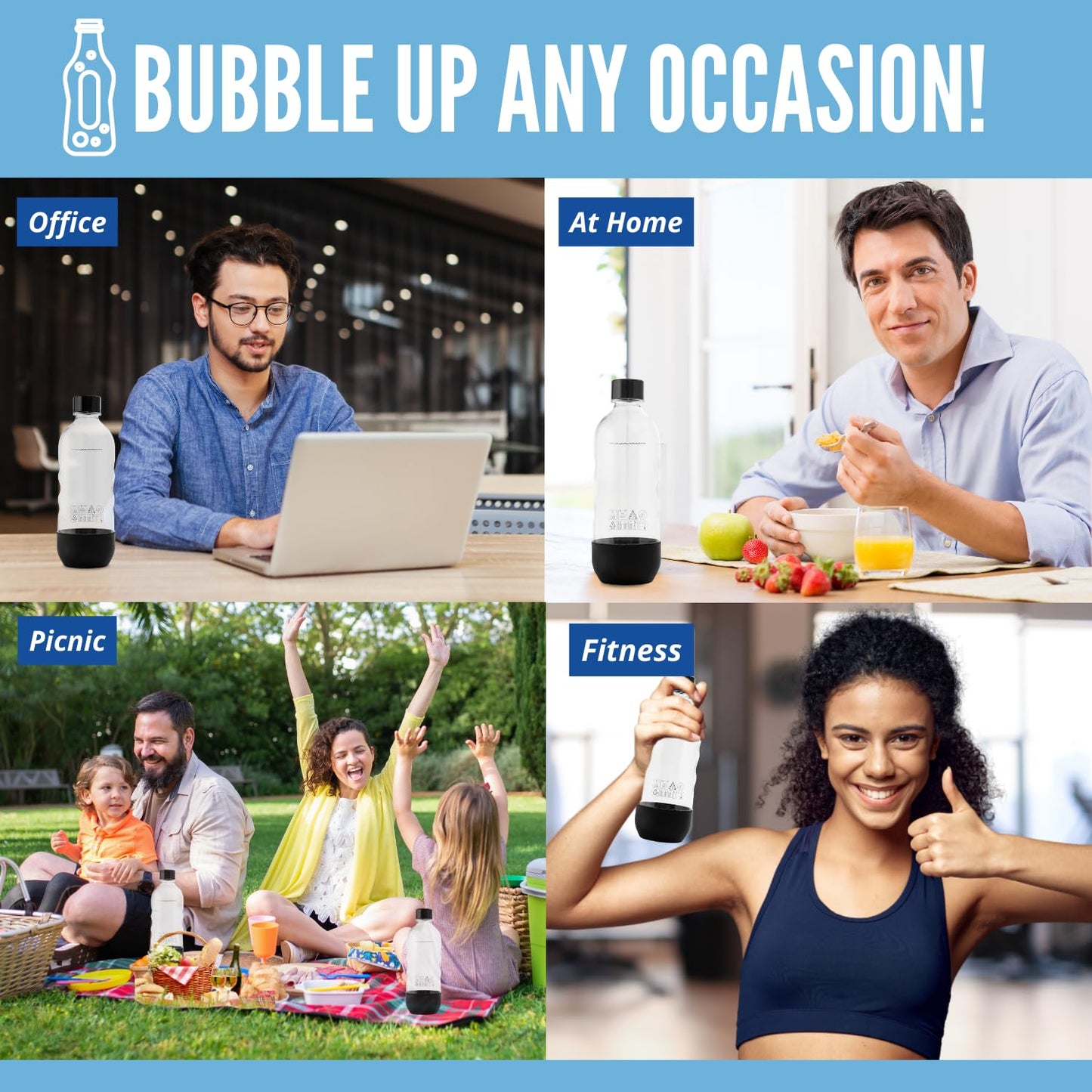 Replacement Bottle for sodastream Carbonating Sparkling Water Machine 1 Liter (2-Pack)