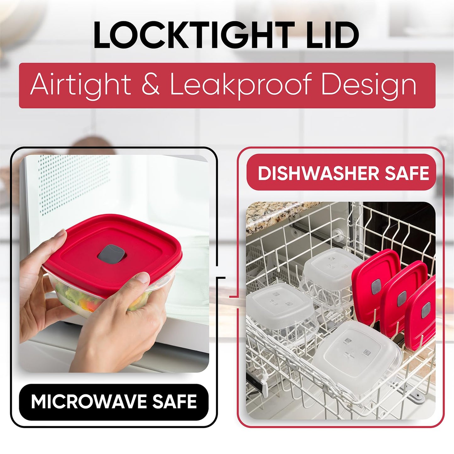 3/5/7 Cup Replacement Lids for Rubbermaid Food Storage Containers Steam Vent (4-Pack, Red)