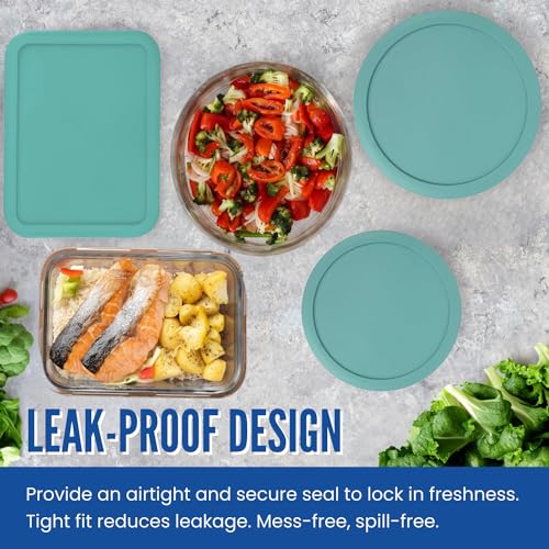 Replacement Lids for Pyrex Containers - 1-Cup, 2-Cup, 3-Cup, 4-Cup, 6-Cup, 7-Cup Blue and Red Round Rectangle