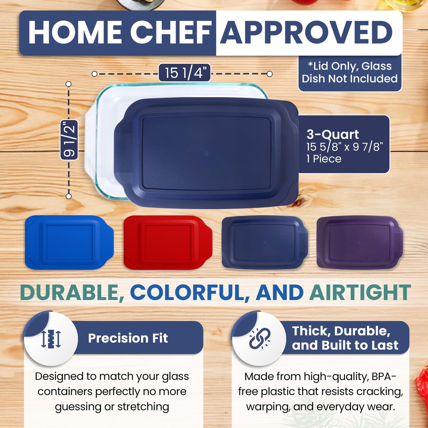 MRX Solutions Replacement Lid Cover for Pyrex 3 QT Glass Baking Dish Caserole Container 233-PC