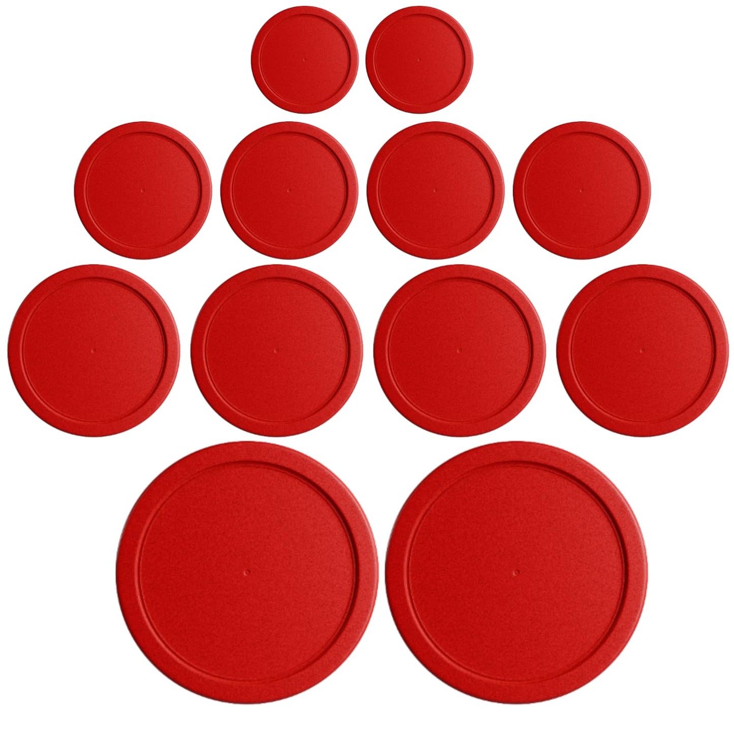 Replacement Lids for Pyrex Round Glass Food Storage Containers Covers - 12-Piece Set - (2) 1-Cup, (4) 2-Cup, (4) 4-Cup, (2) 7-Cup - Red, BPA-Free