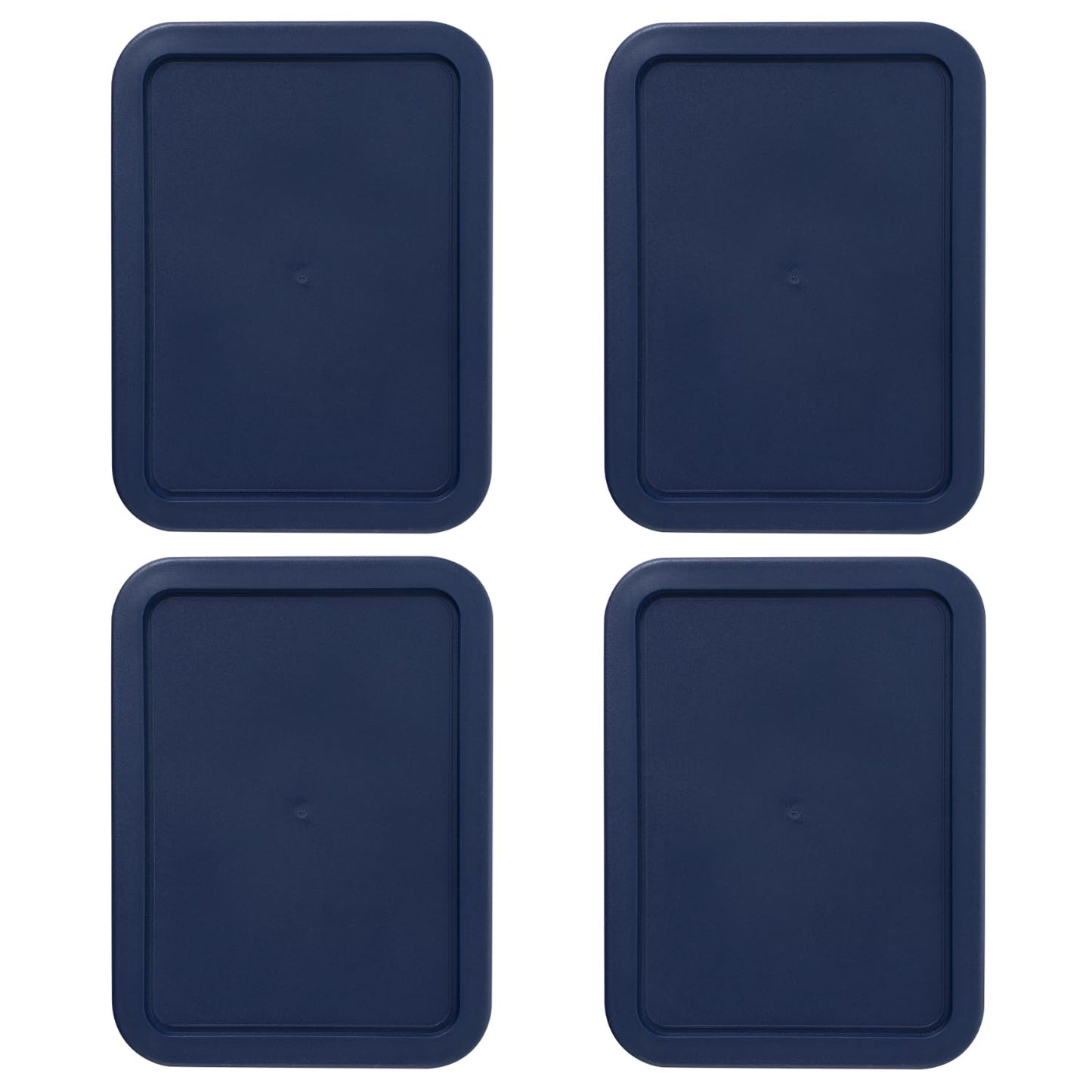 Replacement Lids for Pyrex 6-Cup (8.75 x 6.75-Inch) Rectangular Glass Food Storage Container Covers (for 7211/7211-PC) - BPA-Free, Navy, 4-Pack