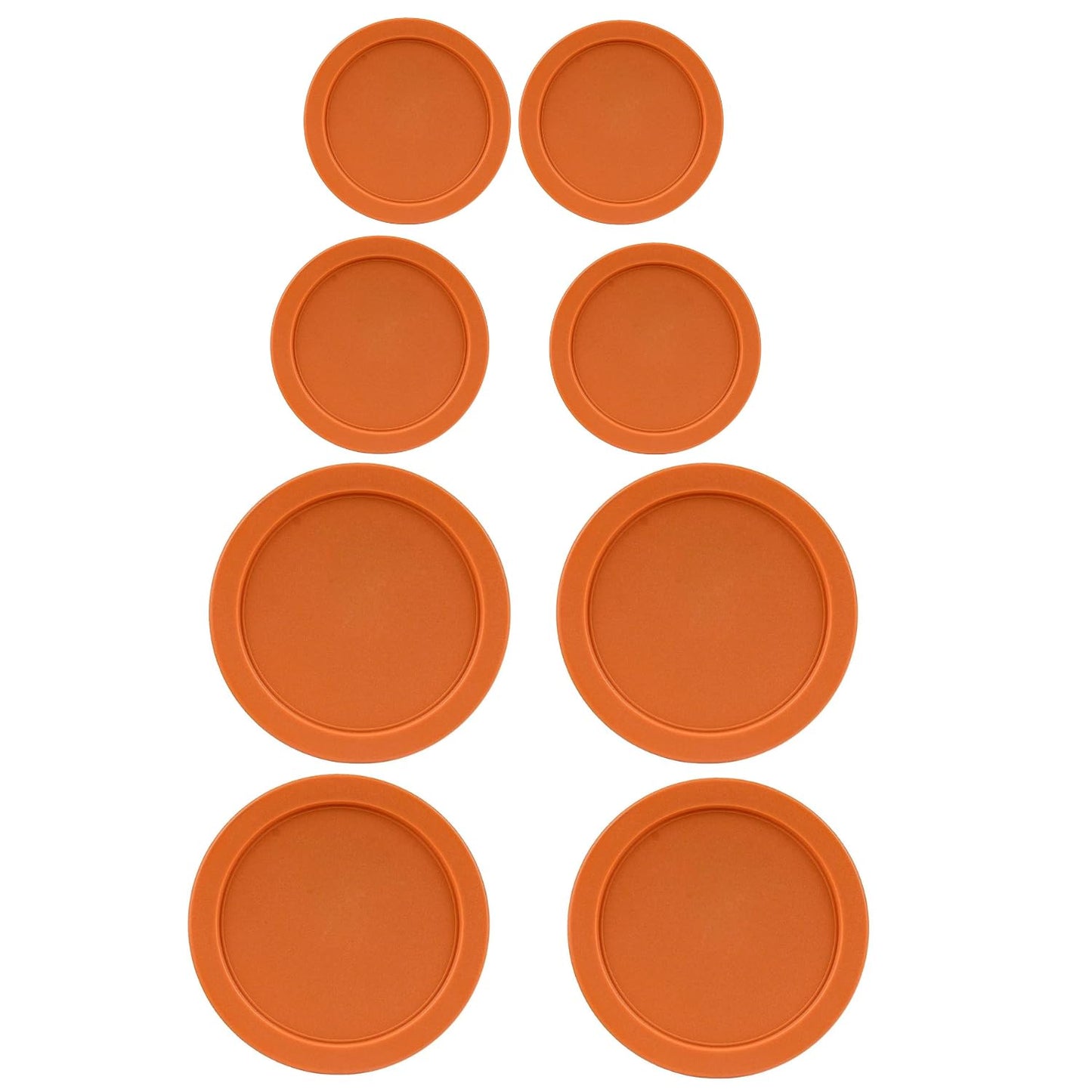 Replacement Lids for Pyrex Round Glass Food Storage Containers Covers - 8-Piece Set - (4) 2-Cup, (4) 4-Cup - Orange, BPA-Free