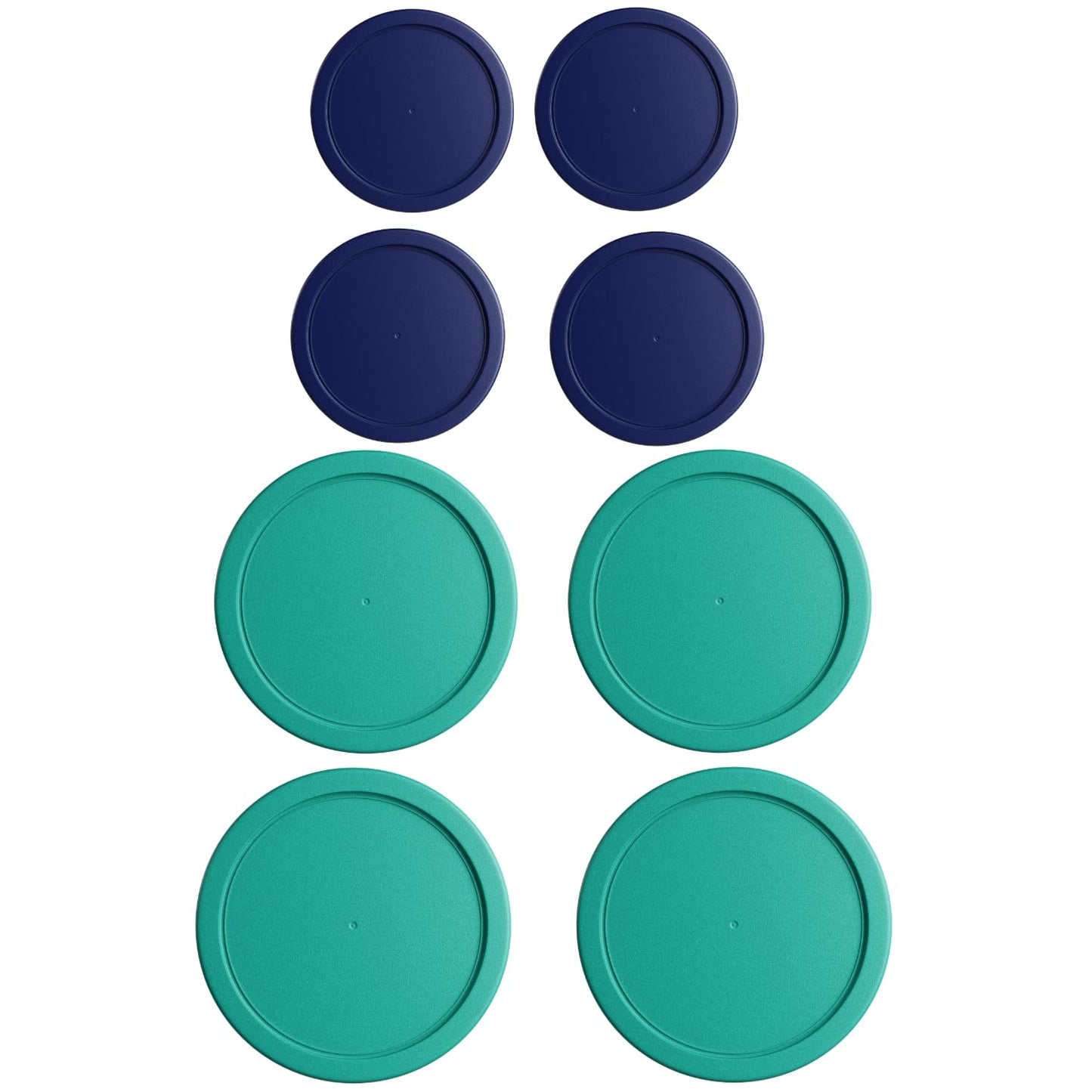 Replacement Lids for Pyrex Round Glass Food Storage Containers Covers - 8-Piece Set - (4) 2-Cup, (4) 4-Cup - Navy & Turquoise, BPA-Free