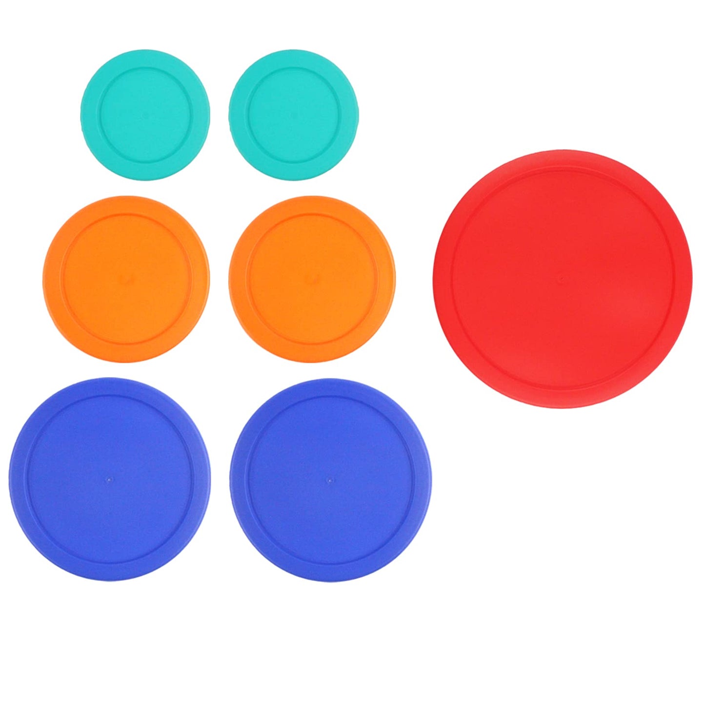 Replacement Lids for Pyrex (2) 7202-PC 1 Cup Green (2) 7200-PC 2 Cup Orange (2) 7201-PC 4 Cup Blue (1) 7402-PC 6/7 Cup Red