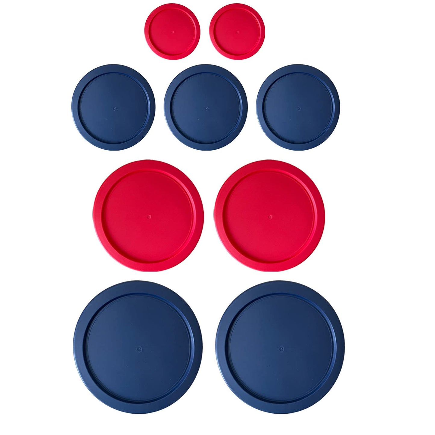 MRX Solutions Replacement Lids for Pyrex (2) 7202-PC 1 Cup Red (3) 7200-PC 2 Cup Blue (2) 7201-PC 4 Cup Red (2) 7402-PC 6/7 Cup Blue Round