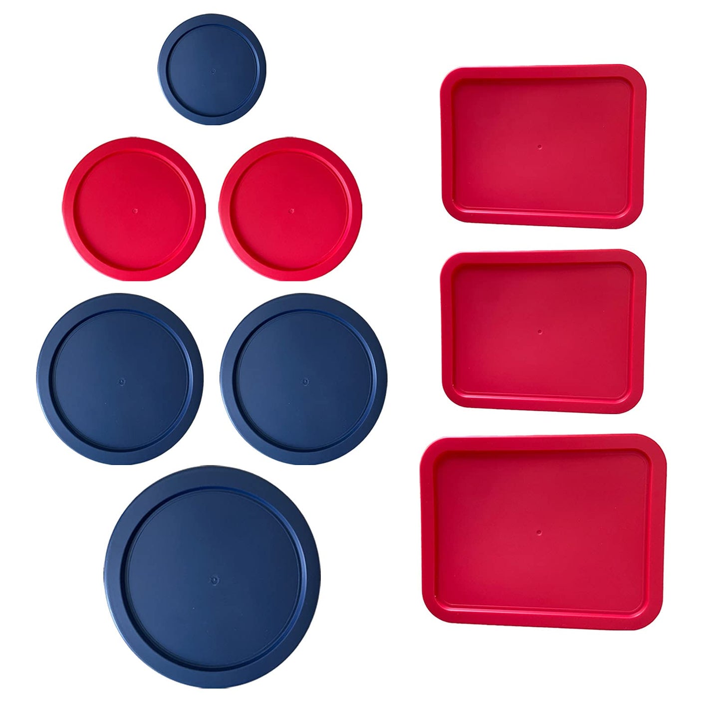 MRX Solutions Replacement Lids for Pyrex (1) 7202-PC 1 Cup Blue (2) 7200-PC 2 Cup Red (2) 7201-PC 4 Cup Blue (1) 7402-PC 6/7 Cup Blue (2) 7210-PC 3 Cup Red (1) 7211-PC 6 Cup Red Round Rectangle