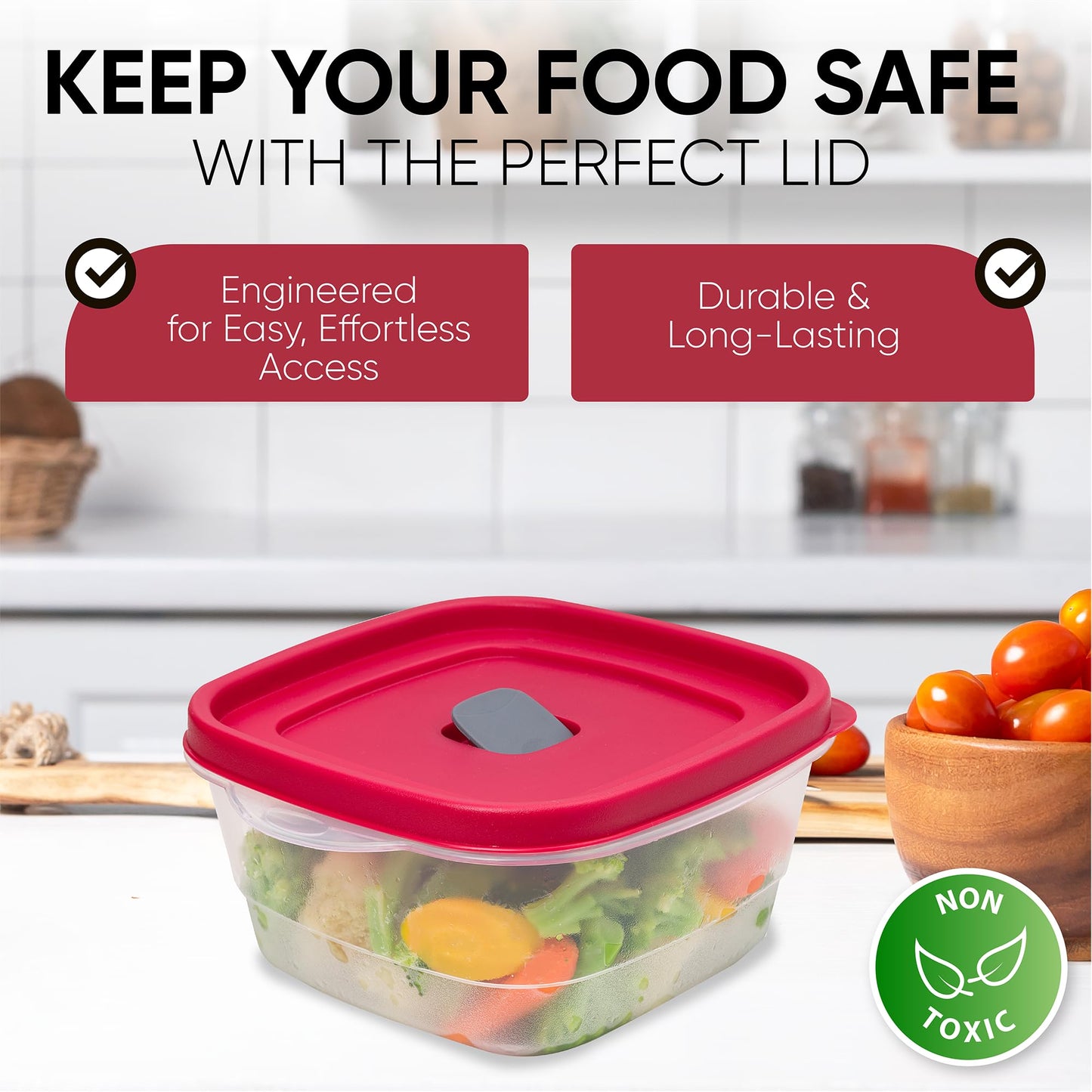 Replacement Lids for Rubbermaid Food Storage Containers - Fits 3-Cup, 5-Cup, and 7-Cup Sizes, BPA-Free and Durable (3-Pack)