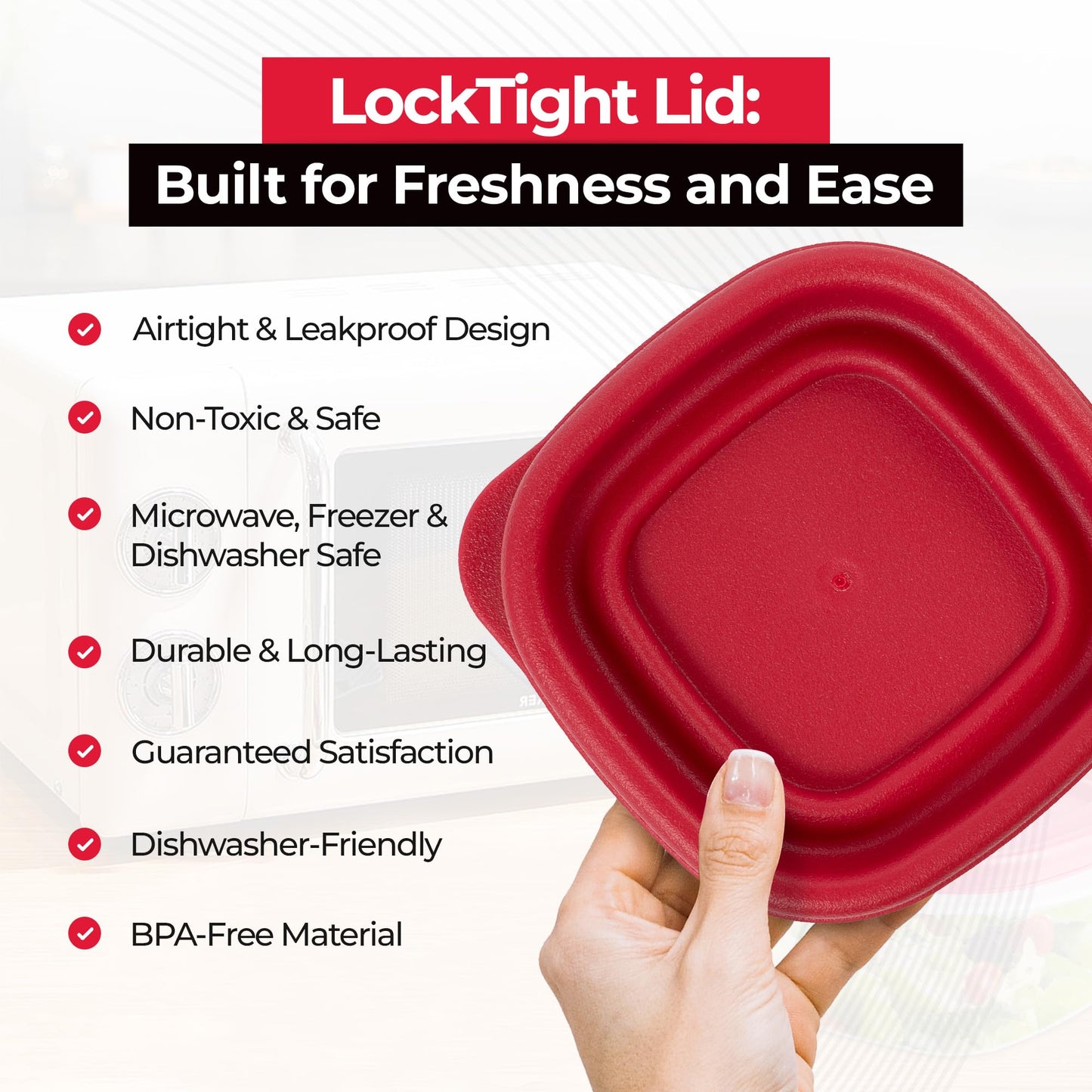 Replacement Lids for Rubbermaid Food Storage Containers - Includes 22 Lids: (6) Fits 1/2-Cup, (10) Fits 1.25-Cup, and 2-Cup Sizes, (6) Fits 3/5/7 Cup Sizes (Red)