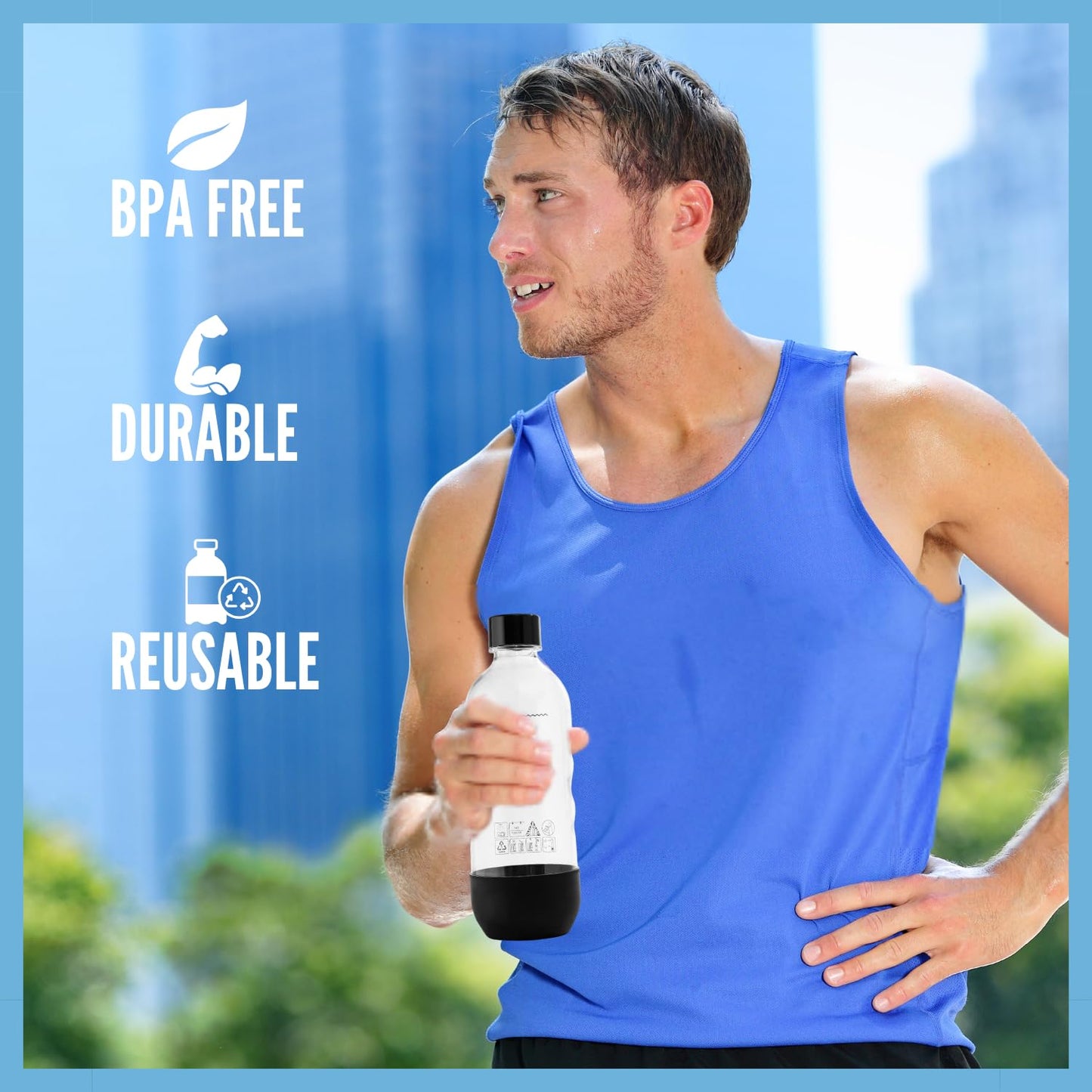 Replacement Bottle for sodastream Carbonating Sparkling Water Machine 1 Liter (2-Pack)