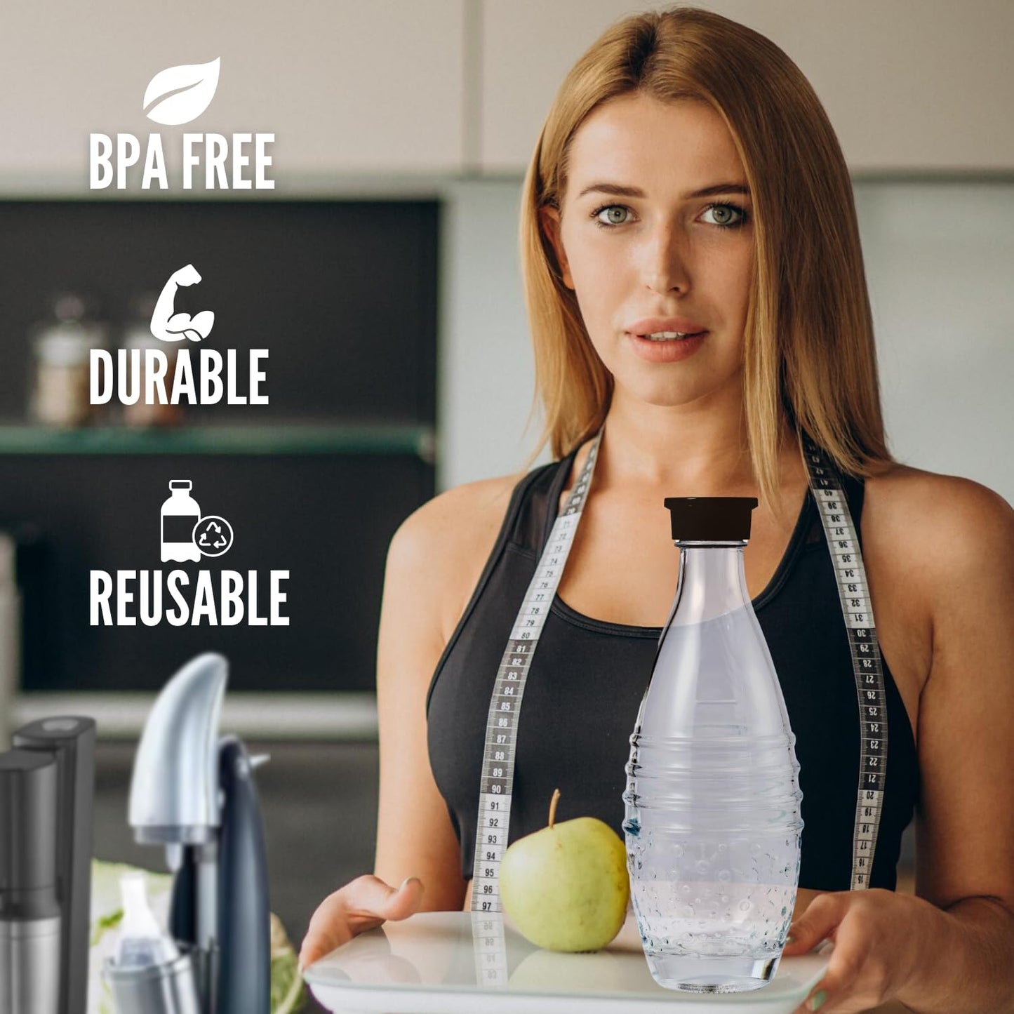 Replacement Glass Bottle for SodaStream Aqua Fizz Crystal and Penguin Carbonating Sparkling Water Machines
