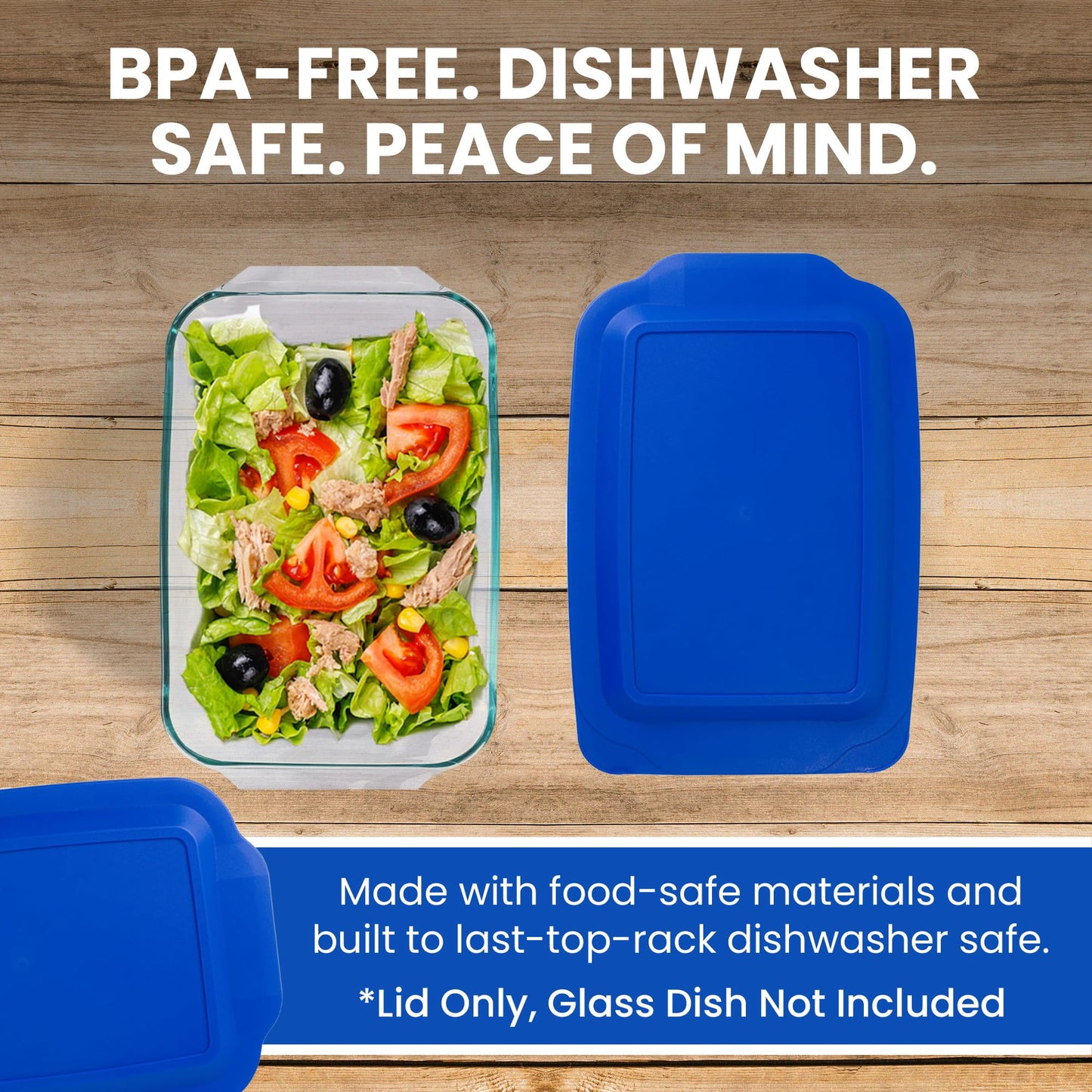 MRX Solutions Replacement Lid Cover for Pyrex 3 QT Glass Baking Dish Caserole Container 233-PC 2-Pack