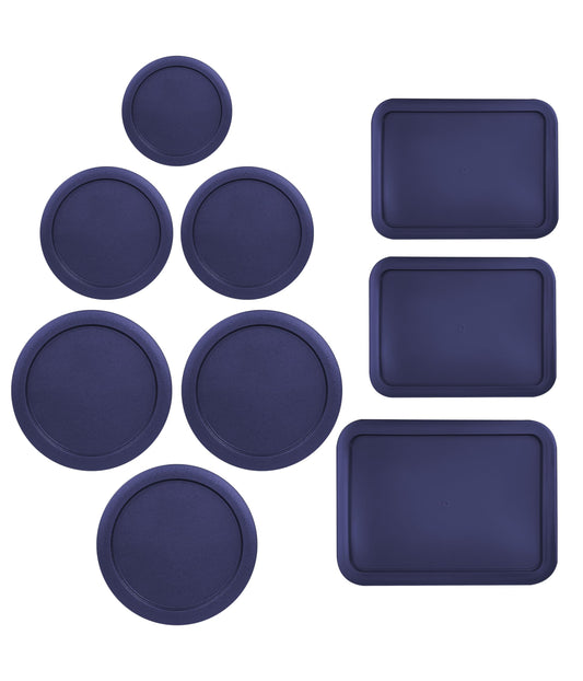 Replacement Lids for Pyrex Containers - 1-Cup, 2-Cup, 3-Cup, 4-Cup, 6-Cup, 7-Cup Blue and Red Round Rectangle