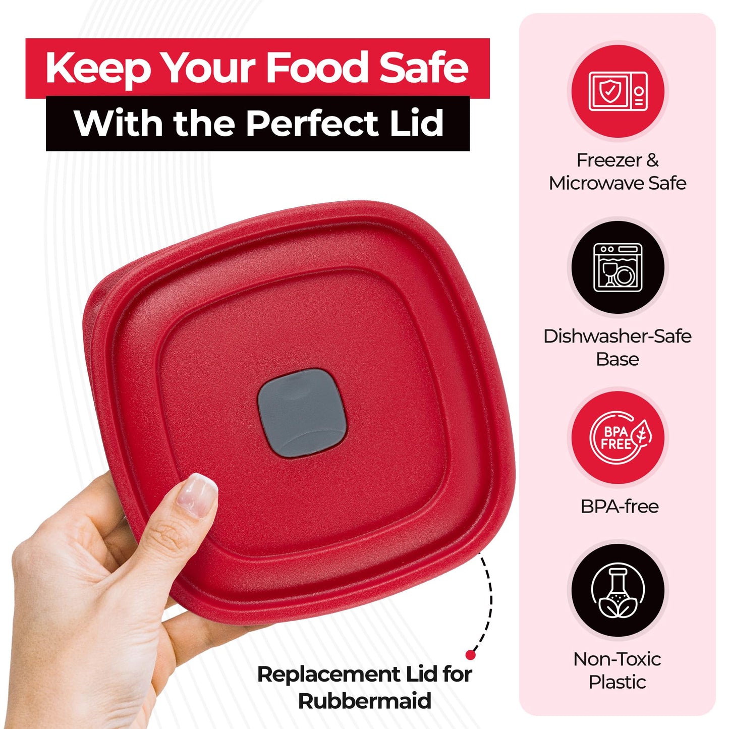 Replacement Lids for Rubbermaid Food Storage Containers .5 Cup, 1.25/2 Cup, 3/57 Cup Vented