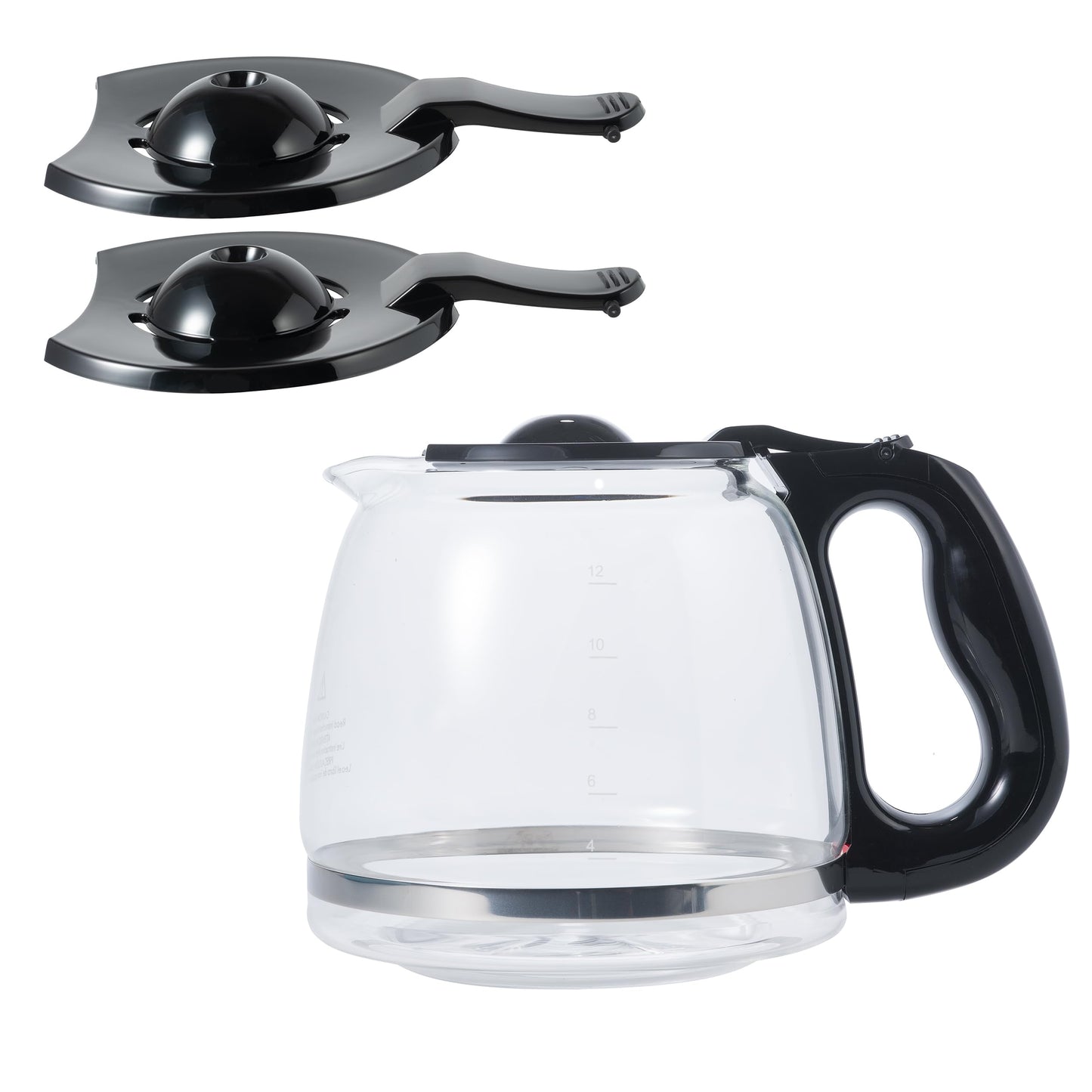 Replacement 12-Cup Glass Carafe for BLACK+DECKER Coffee Makers (2 Extra Lids)