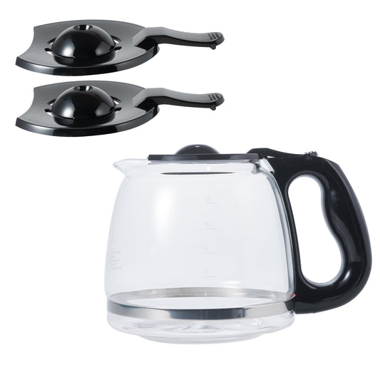 Replacement 12-Cup Glass Carafe for BLACK+DECKER Coffee Makers (2 Extra Lids)
