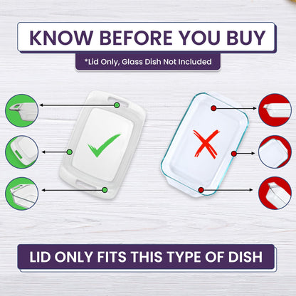 Replacement Lid for Pyrex C-233-PC Easy Grab 9x13 Casserole Glass Baking Dish Container Fits 3-Quart Model 233 with Cut-Out Handles Only