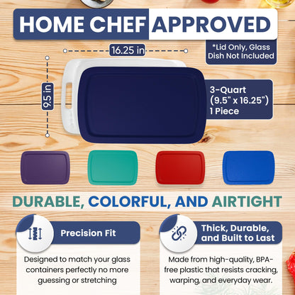 Replacement Lid for Pyrex C-233-PC Easy Grab 9x13 Casserole Glass Baking Dish Container Fits 3-Quart Model 233 with Cut-Out Handles Only