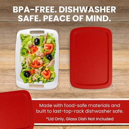 Replacement Lid for Pyrex C-233-PC Easy Grab 9x13 Casserole Glass Baking Dish Container Fits 3-Quart Model 233 with Cut-Out Handles Only