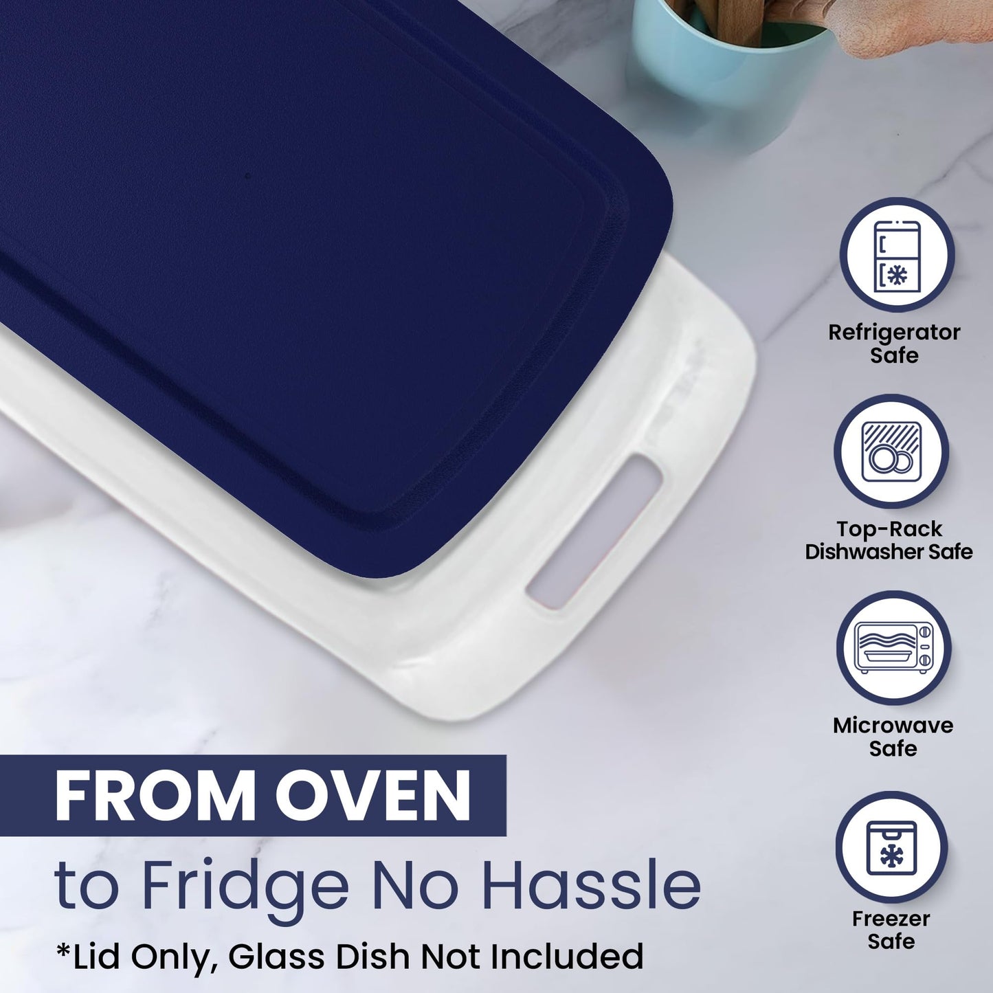 Replacement Lid for Pyrex C-233-PC Easy Grab 9x13 Casserole Glass Baking Dish Container Fits 3-Quart Model 233 with Cut-Out Handles Only