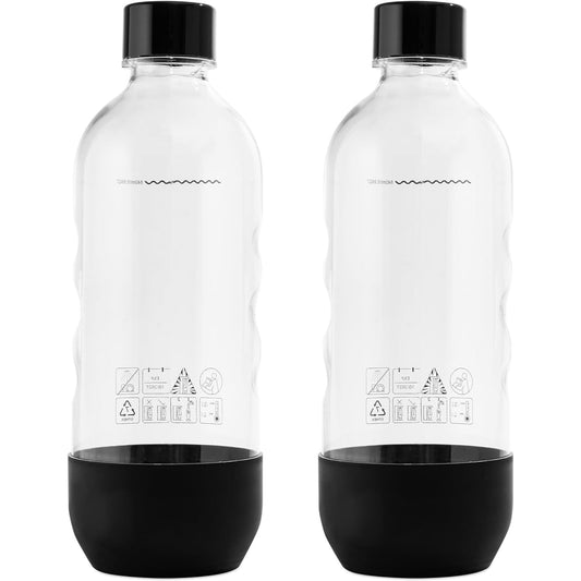 Replacement Bottle for sodastream Carbonating Sparkling Water Machine 1 Liter (2-Pack, Black)