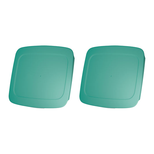 Replacement Lids fits Pyrex 2-Quart 8" x 8" Glass Baking Dish (for C-222 / C-222-PC) - Fits Easy Grab Cut-Out Handles ONLY - Food Storage Covers, BPA-Free, Turquoise, 2-Pack