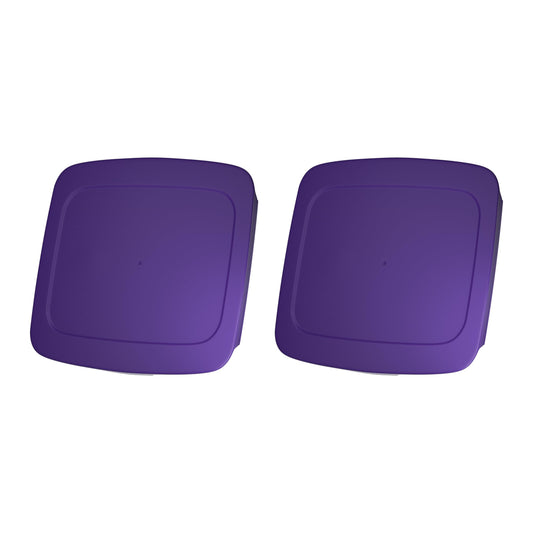 Replacement Lids fits Pyrex 2-Quart 8" x 8" Glass Baking Dish (for C-222 / C-222-PC) - Fits Easy Grab Cut-Out Handles ONLY - Food Storage Covers, BPA-Free, Purple, 2-Pack