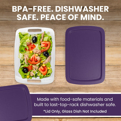 Replacement Lid for Pyrex C-233-PC Easy Grab 9x13 Casserole Glass Baking Dish Container Fits 3-Quart Model 233 with Cut-Out Handles Only (2-Pack)