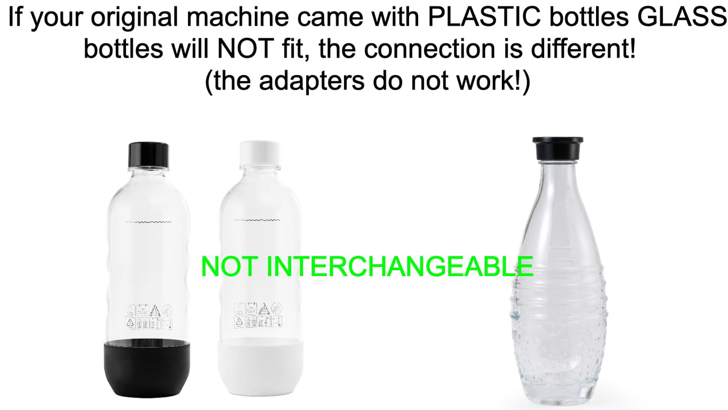 Replacement Glass Bottle for SodaStream Aqua Fizz Crystal and Penguin Carbonating Sparkling Water Machines