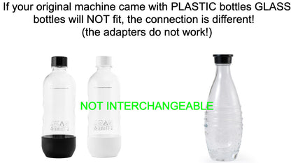 Replacement Glass Bottle for SodaStream Aqua Fizz Crystal and Penguin Carbonating Sparkling Water Machines