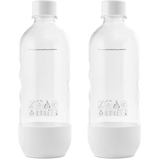 Replacement Bottle for sodastream Carbonating Sparkling Water Machine 1 Liter (2-Pack, White)