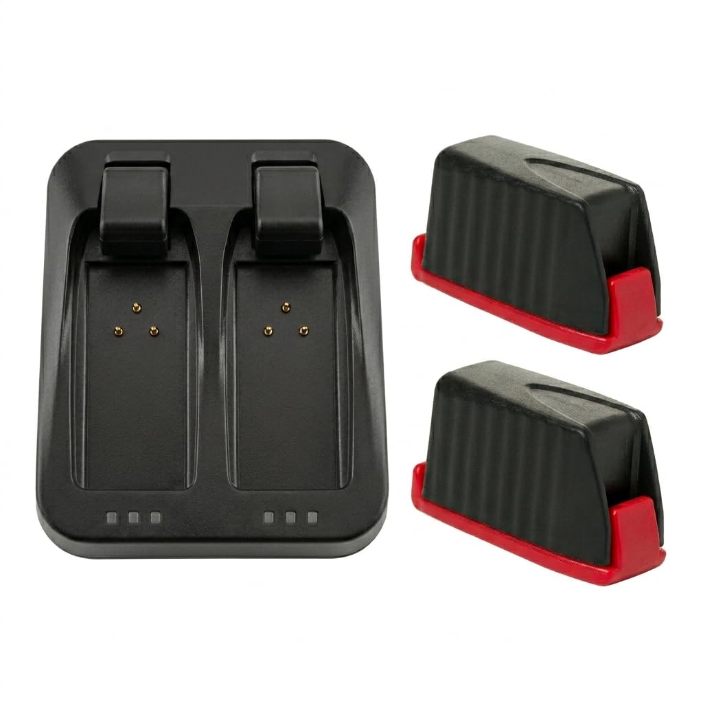 MRX Solutions Dual-Port Charger and Battery for SRAM AXS and eTap, Fits Eagle XX1 X01 GX, Reverb AXS, Force, Rival, Red, XPLR, Charges Two Batteries, USB-C, for T-Type and Regular, 2-Pack