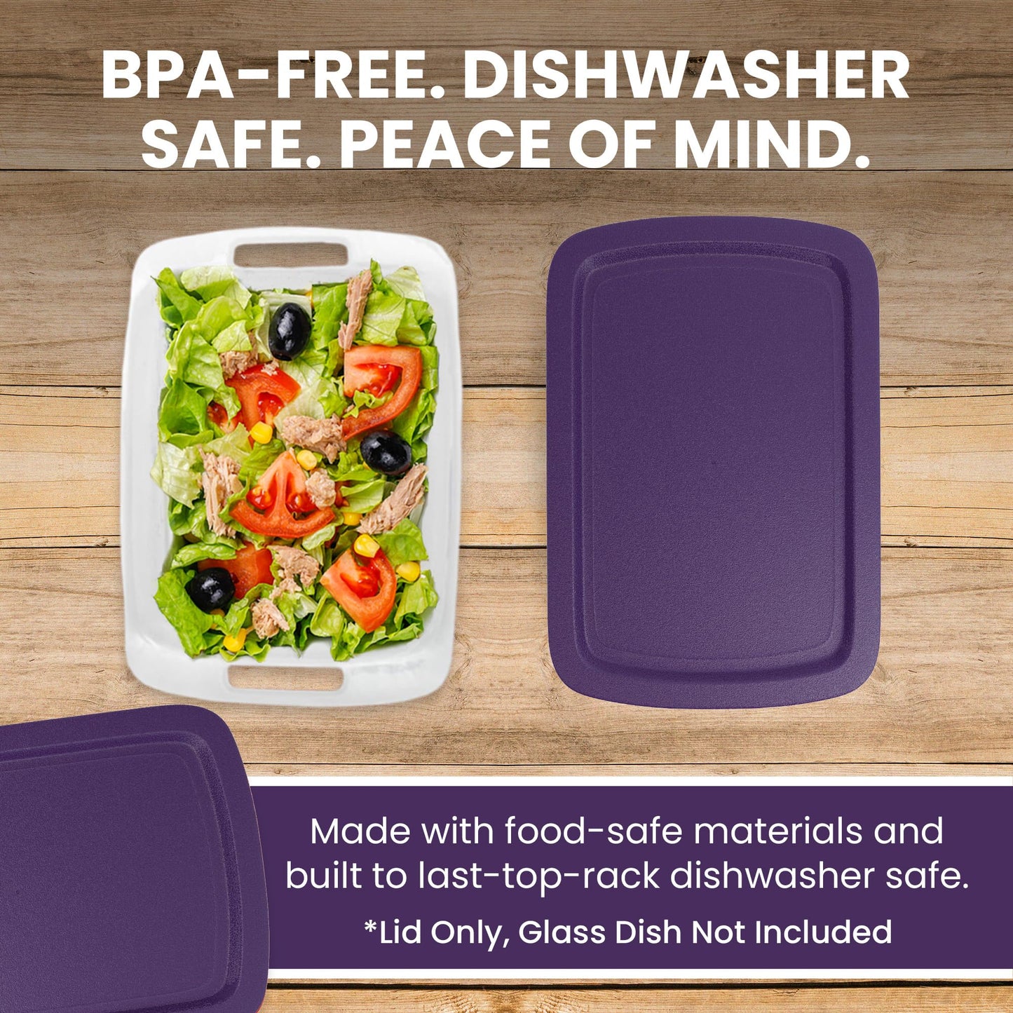 Replacement Lid for Pyrex C-233-PC Easy Grab 9x13 Casserole Glass Baking Dish Container Fits 3-Quart Model 233 with Cut-Out Handles Only