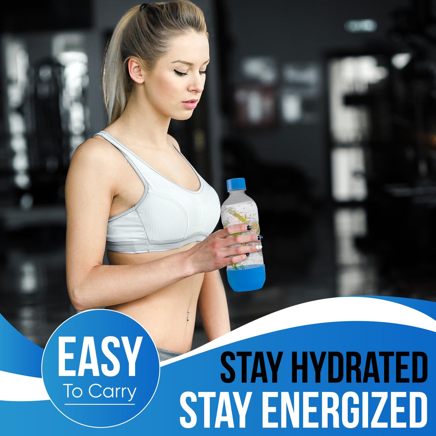 Carbonating Bottles for SodaStream, 1 Liter, 3-Pack, Multi Color (fits Fizzi, One Touch, Jet, Source, Play, Genesis, Power)