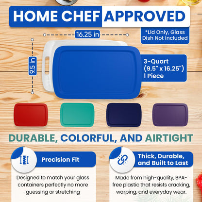 Replacement Lid for Pyrex C-233-PC Easy Grab 9x13 Casserole Glass Baking Dish Container Fits 3-Quart Model 233 with Cut-Out Handles Only