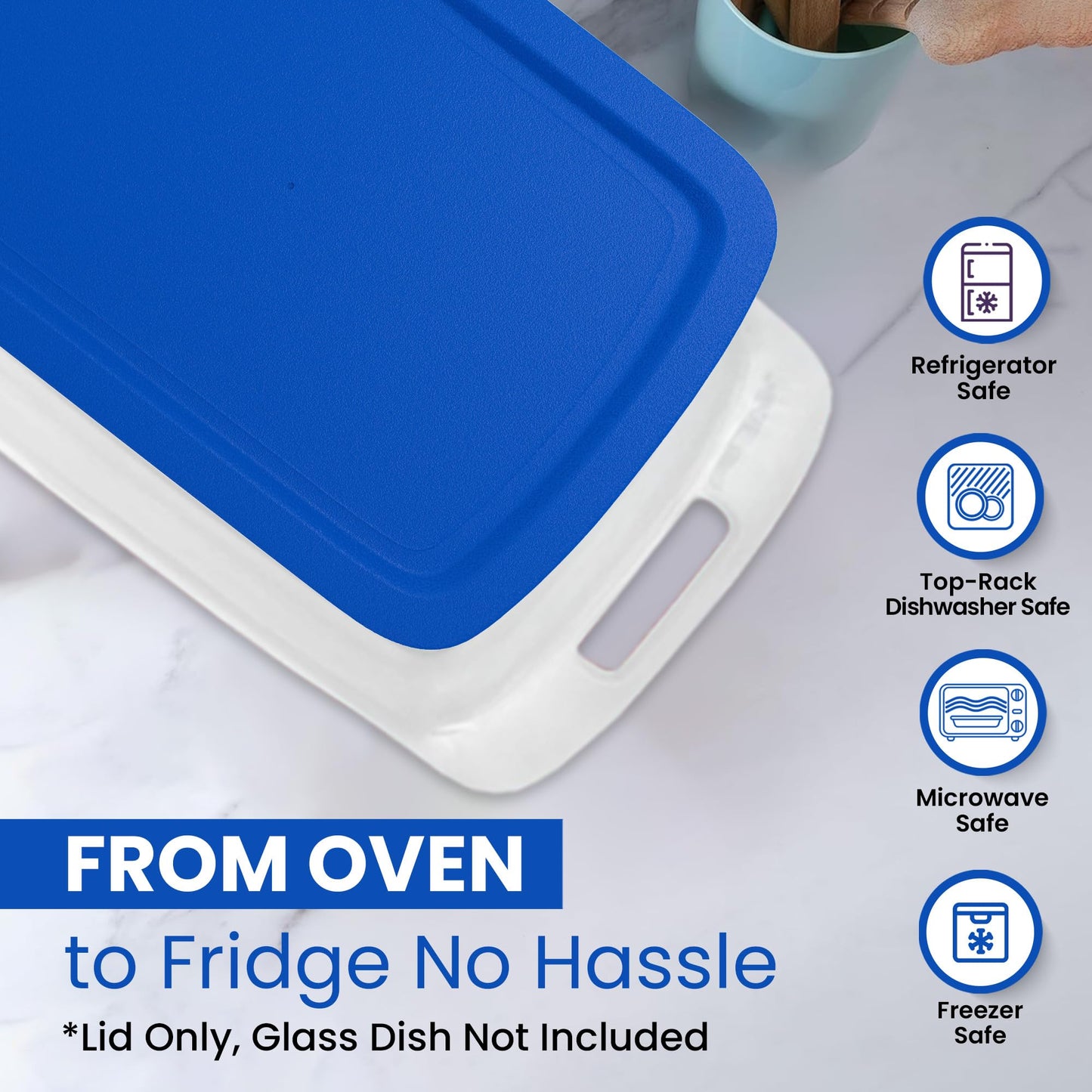 Replacement Lid for Pyrex C-233-PC Easy Grab 9x13 Casserole Glass Baking Dish Container Fits 3-Quart Model 233 with Cut-Out Handles Only