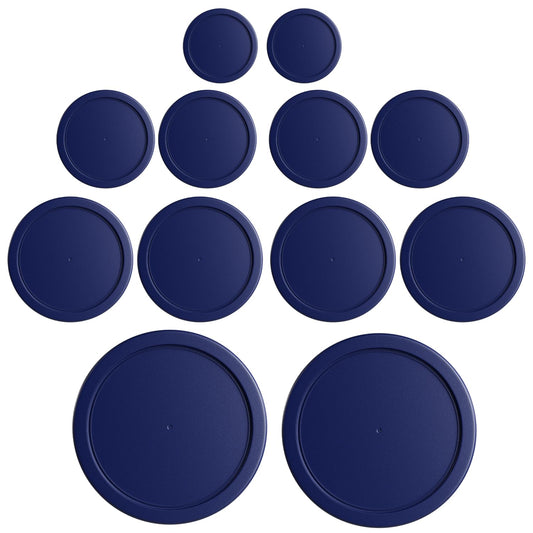 Replacement Lids for Pyrex Round Glass Food Storage Containers Covers - 12-Piece Set - (2) 1-Cup, (4) 2-Cup, (4) 4-Cup, (2) 7-Cup - Multi-Color, BPA-Free