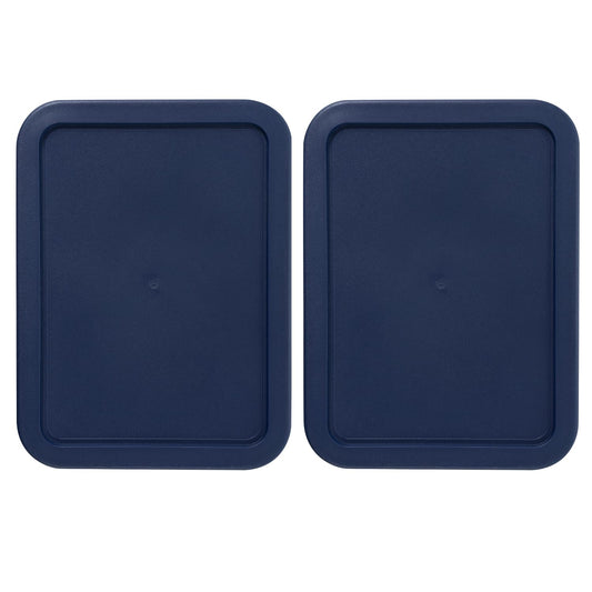 Replacement Lids for Pyrex 6-Cup (8.75 x 6.75-Inch) Rectangular Glass Food Storage Container Covers (for 7211/7211-PC) - BPA-Free, Navy, 2-Pack