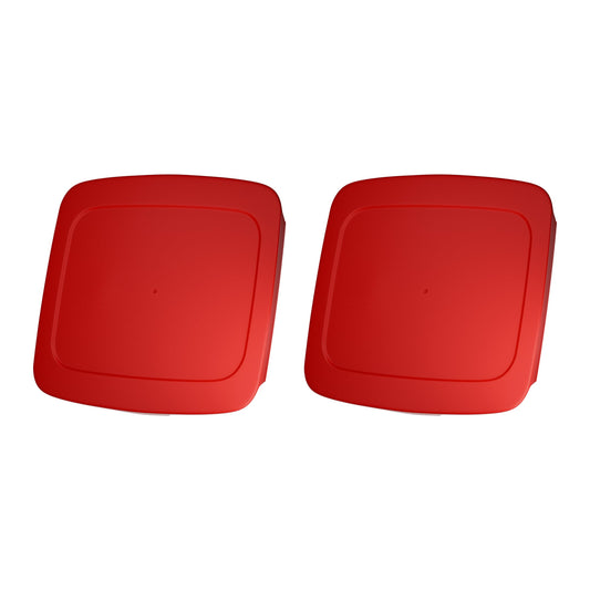 Replacement Lids fits Pyrex 2-Quart 8" x 8" Glass Baking Dish (for C-222 / C-222-PC) - Fits Easy Grab Cut-Out Handles ONLY - Food Storage Covers, BPA-Free, Red, 2-Pack