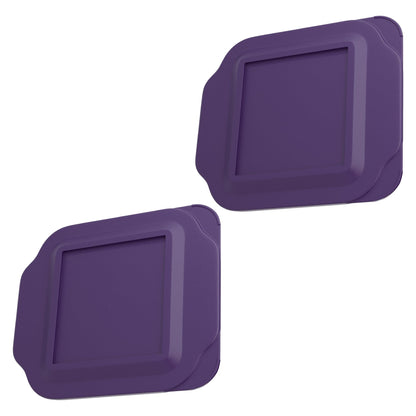 Replacement Lid fits Pyrex 2-Quart 8" x 8" Glass Baking Dish #222, Compatible with Lid #222-PC, Food Storage Container Cover with Flush Tab Handles (2-Pack, Purple)