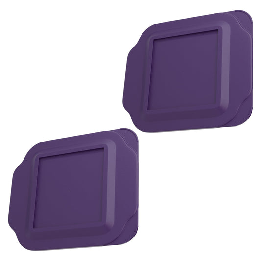 Replacement Lid fits Pyrex 2-Quart 8" x 8" Glass Baking Dish #222, Compatible with Lid #222-PC, Food Storage Container Cover with Flush Tab Handles (2-Pack, Purple)