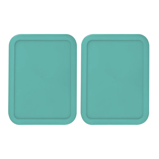 Replacement Lid for Pyrex Plastic Turqoise Cover 6 Cup (6.75" x 8.75") Bowl Rectangle 7211-PC (2-Pack)