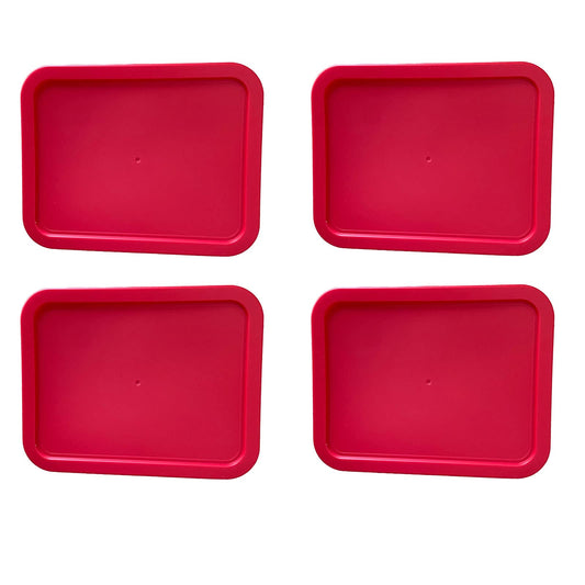 Replacement Lid for Pyrex Plastic Red Cover 3 Cup Bowl Dish Rectangle 7210-PC (4-Pack)