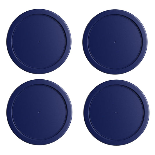 Replacement Lids for Pyrex 4-Cup (6-Inch Diameter) Round Glass Food Storage Container Covers (for 7201/7201-PC) - BPA-Free, Navy, 4-Pack
