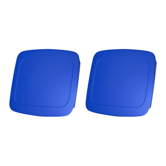 Replacement Lids fits Pyrex 2-Quart 8" x 8" Glass Baking Dish (for C-222 / C-222-PC) - Fits Easy Grab Cut-Out Handles ONLY - Food Storage Covers, BPA-Free, Blue, 2-Pack