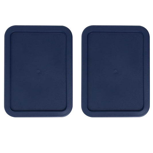 Replacement Lids for Pyrex 3-Cup (7.75 x 5.75-Inch) Rectangular Glass Food Storage Container Covers (for 7210/7210-PC) - BPA-Free, Navy, 2-Pack