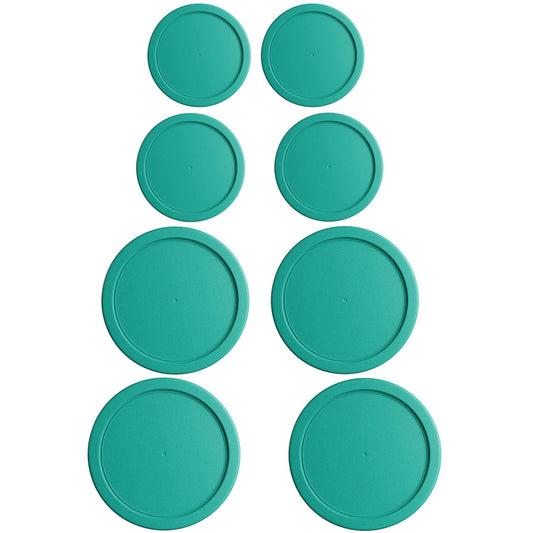 Replacement Lids for Pyrex Round Glass Food Storage Containers Covers - 8-Piece Set - (4) 2-Cup, (4) 4-Cup - Turquoise, BPA-Free