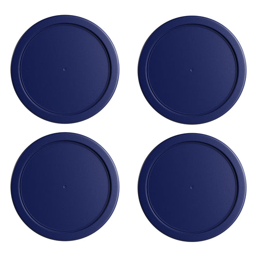Replacement Lids for Pyrex 1-Cup (4-Inch Diameter) Round Glass Food Storage Container Covers (for 7202/7202-PC) - BPA-Free, Navy, 4-Pack